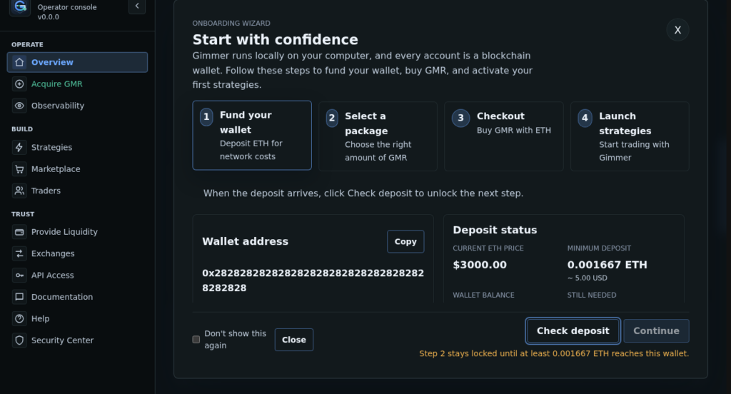 How to Use Gimmer’s Onboarding Wizard for Wallet Funding, GMR Checkout, and First Strategy Access