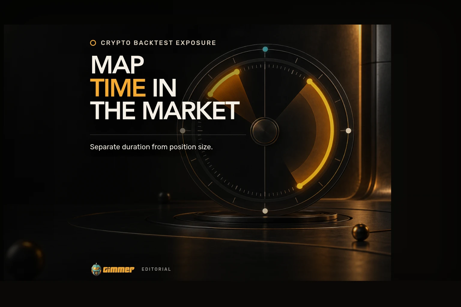 Two amber exposure intervals circle a dark time dial under the headline Map Time in the Market.